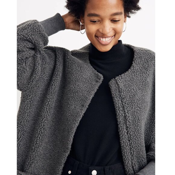 Madewell Bonded Sherpa Cocoon Coat - Picture 2 of 9